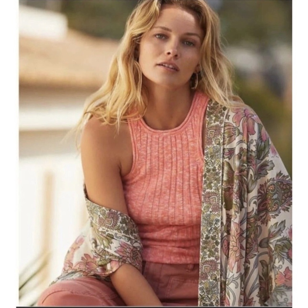 By Anthropologie Coral Marled Knit Ribbed Tank Top - Picture 5 of 10